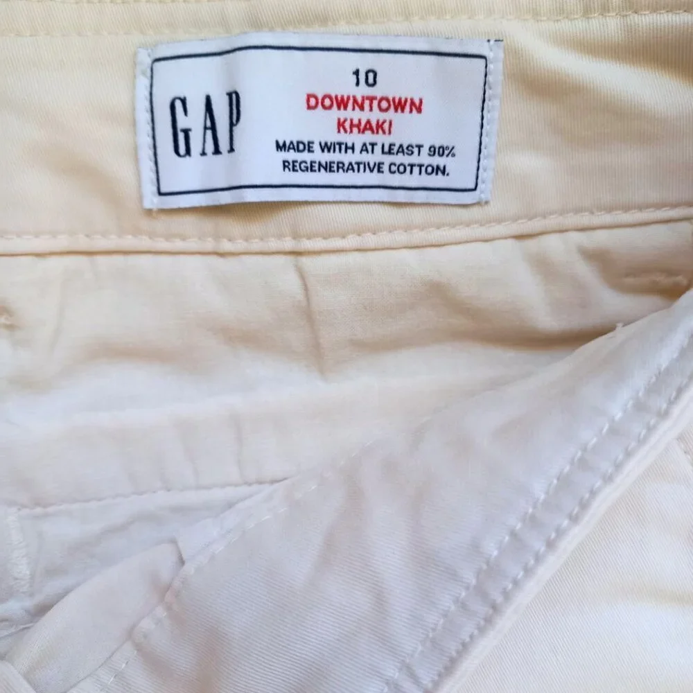 GAP Downtown Khaki Women's Pants - Size 10, Regenerative Cotton Beige Chinos